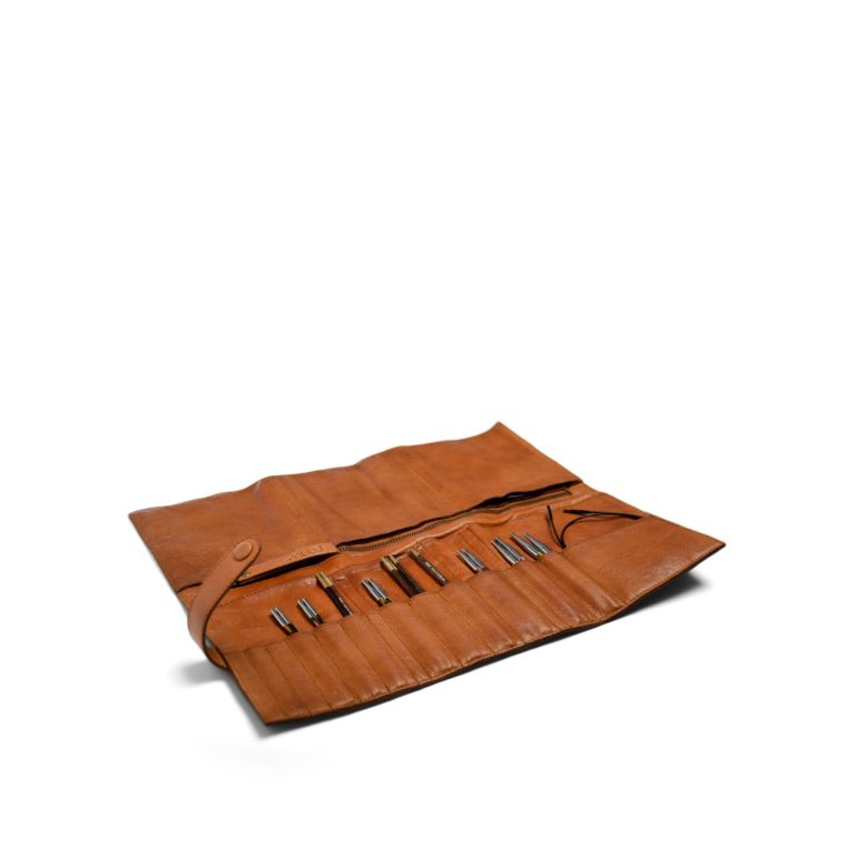Muud Stockholm Custodia In Pelle Per Ferri Da Maglia E Accessori - Fatta A Mano, 31x38 Cm, Per Punte E Cavi