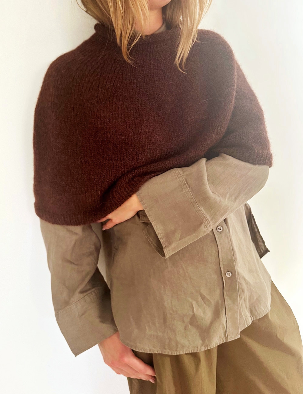Le Knit I Plain Yoke Poncho